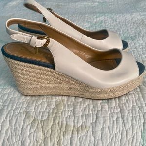 Coach beige open toe wedge salads with straps